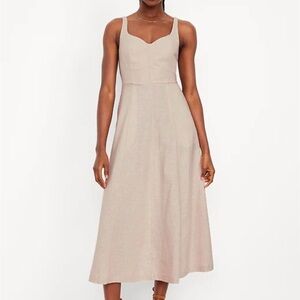 White Linen Blend Midi Sundress